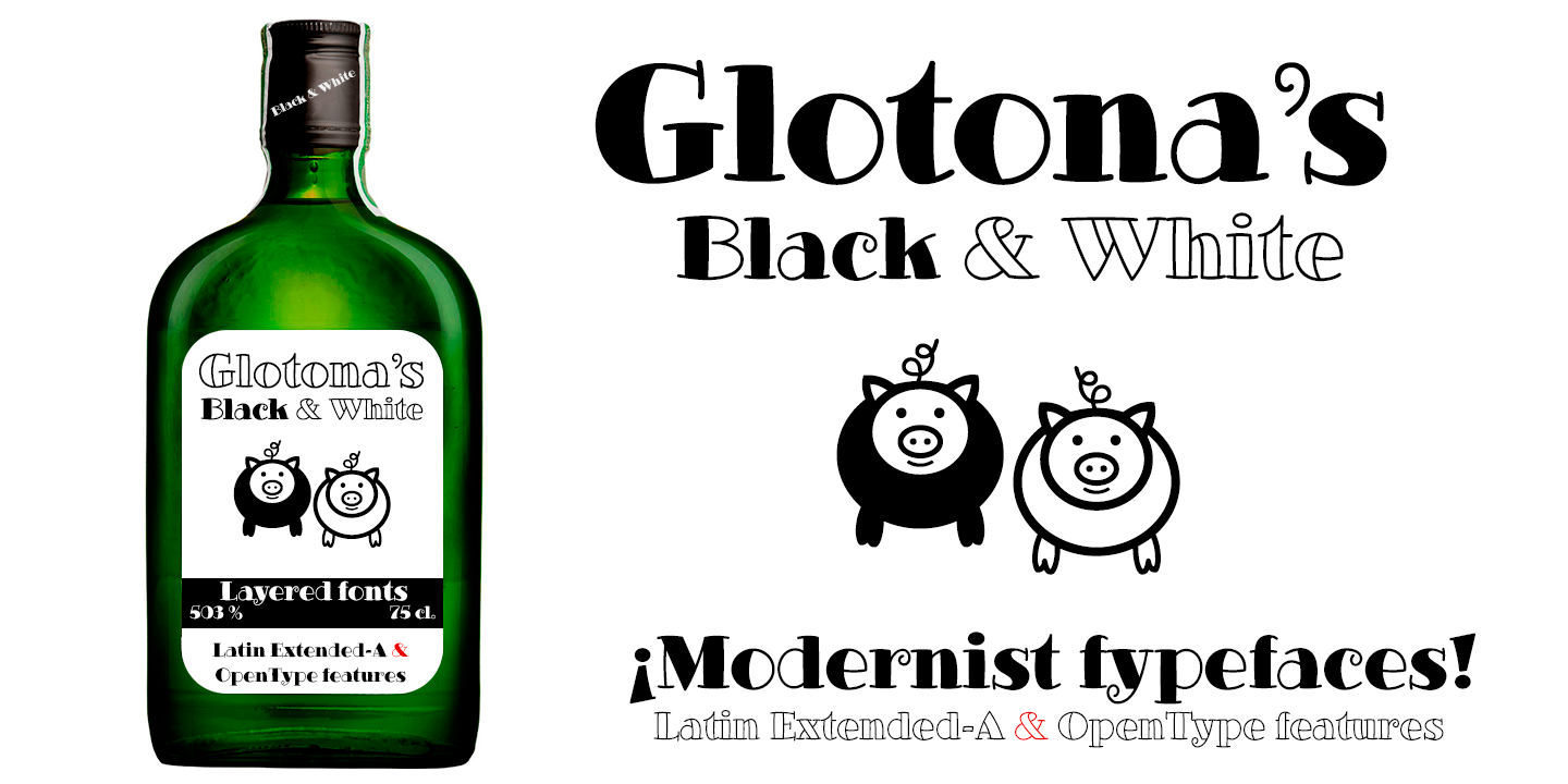 Przykład czcionki Glotona White